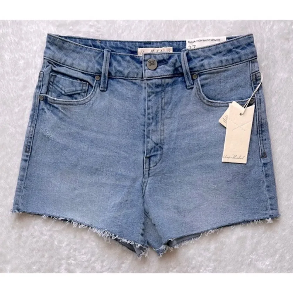 NWT Unpublished Emma High Waist Mom Fit Cutoff Denim Shorts, Size 27